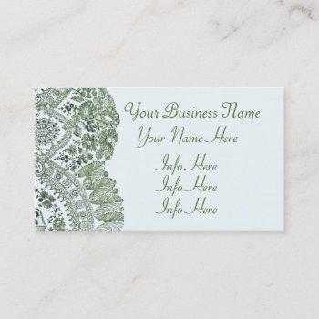 Green Lace Roses Business Card by LeFlange at Zazzle