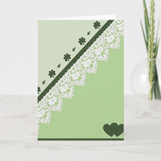 Green Lace Shamrock Love Card (Front)