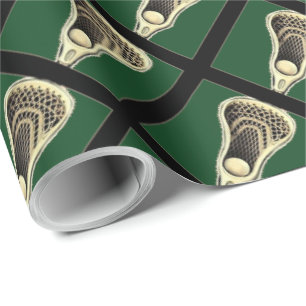 Green Lacrosse Gift Wrapping Paper