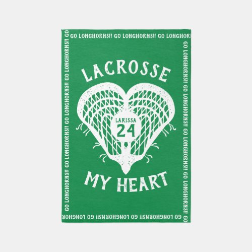 Green Lacrosse My Heart Rug