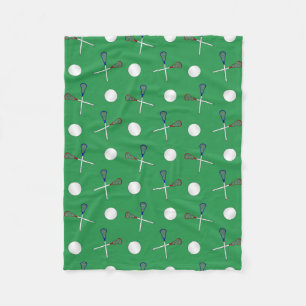 Green lacrosse pattern fleece blanket