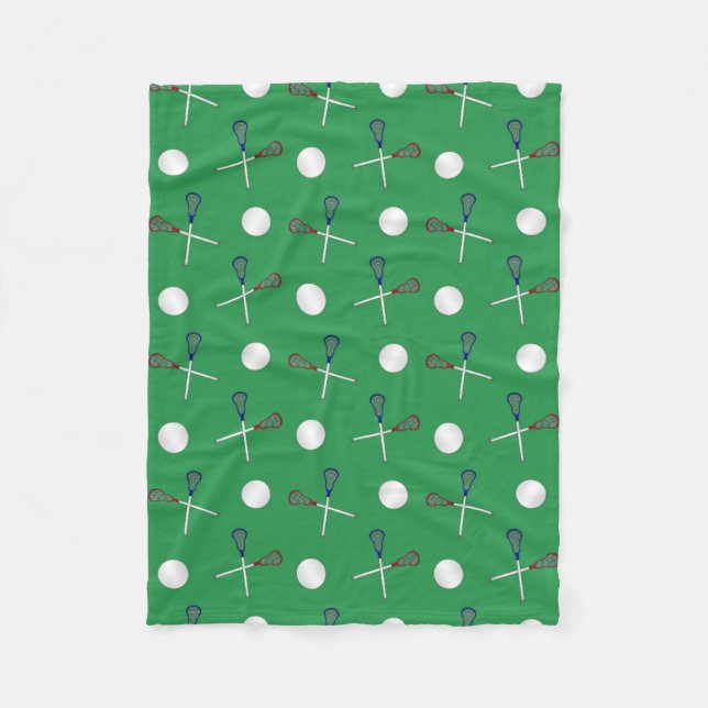 Green lacrosse pattern fleece blanket (Front)