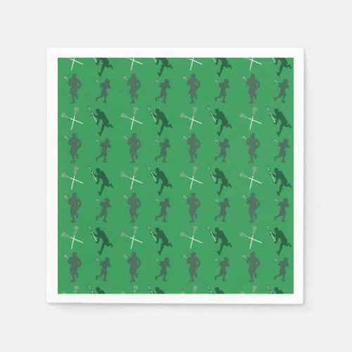 Green lacrosse silhouettes paper napkins