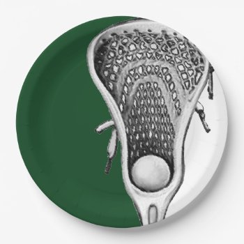 Green Lacrosse Sports Party Paper Plate by lacrosseshop at Zazzle