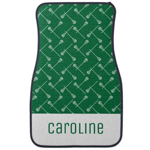 Green Lacrosse White Sticks Patterned Car Floor Mat