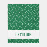 Green Lacrosse White Sticks Patterned Fleece Blanket