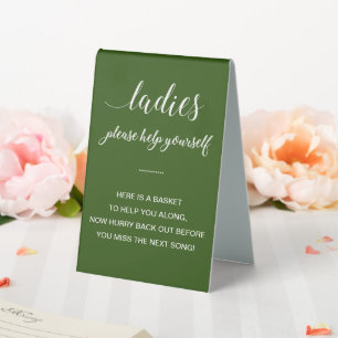Green Ladies Women’s Bathroom Basket Wedding Table Tent