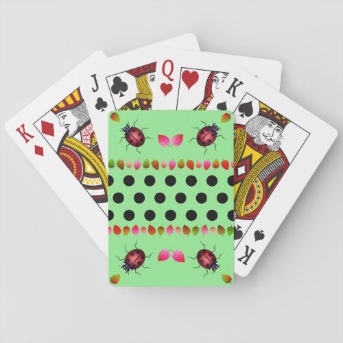 Green Lady Beetles Luck Playing Cards