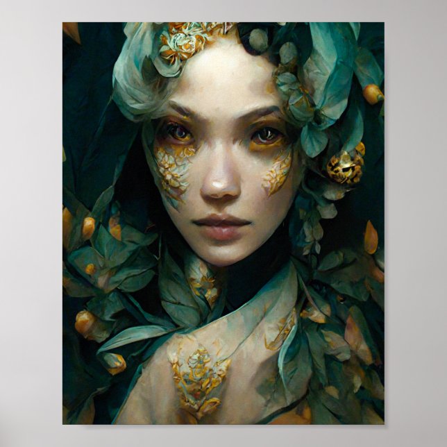 Green Lady Fantasy Art Poster (Front)