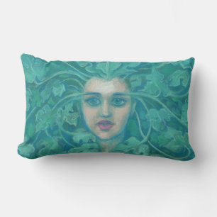 Green Lady / Forest Queen, fantasy art Lumbar Pillow