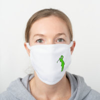 Green Lady Golfer Sihouette White Cotton Face Mask
