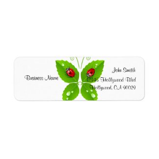 Green Ladybug Butterfly Business Address Label