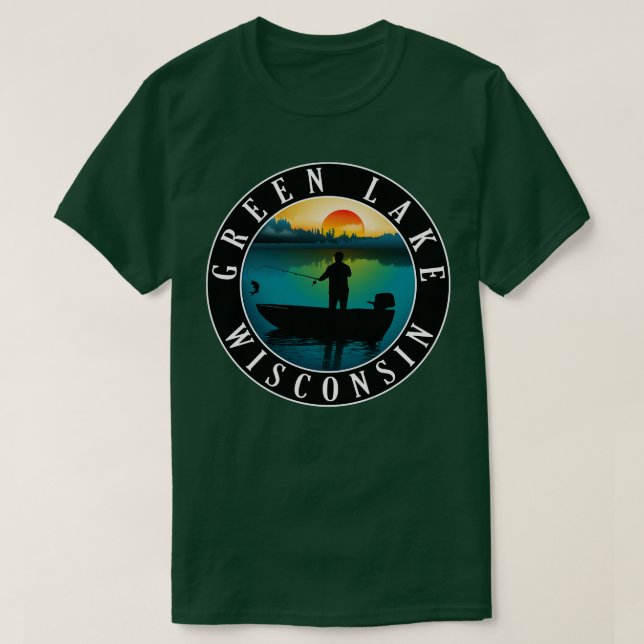 Green Lake Wisconsin Fishing T-Shirt (Design Front)