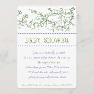 Green Lamb Baby Shower Invitation - unisex