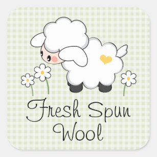 Green Lamb Baby Shower Labels Stickers