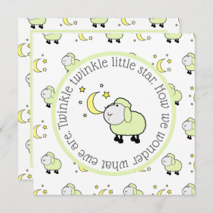 Green Lamb with Moon and Stars Gender Reveal Party Invitation