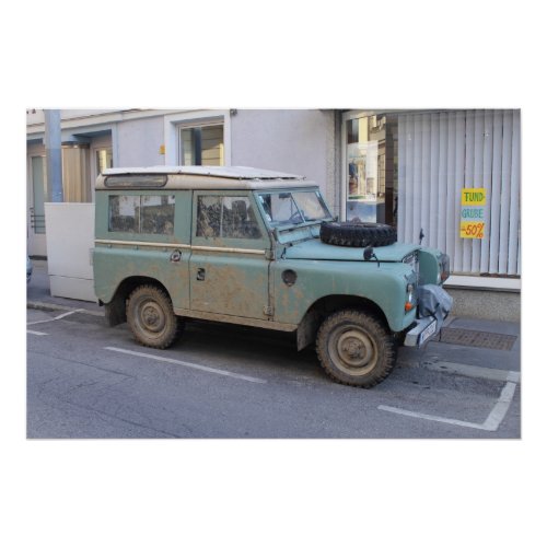 Green Land Rover Poster