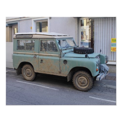 Green Land Rover Poster
