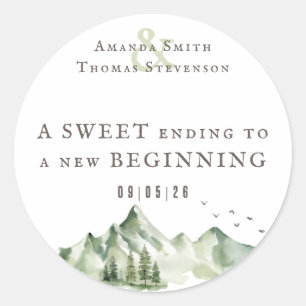 Green landscape A SWEET ending to a new BEGINNING Classic Round Sticker
