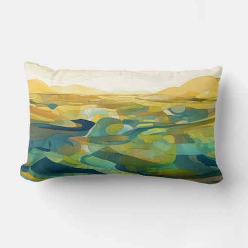 Green Landscape abstract lumbar pillow