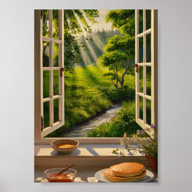 green landscape Warm sunlight digital download art Poster (Front)