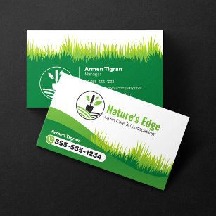 Green Landscaping Lawn Care Gardener Mowing Business Card