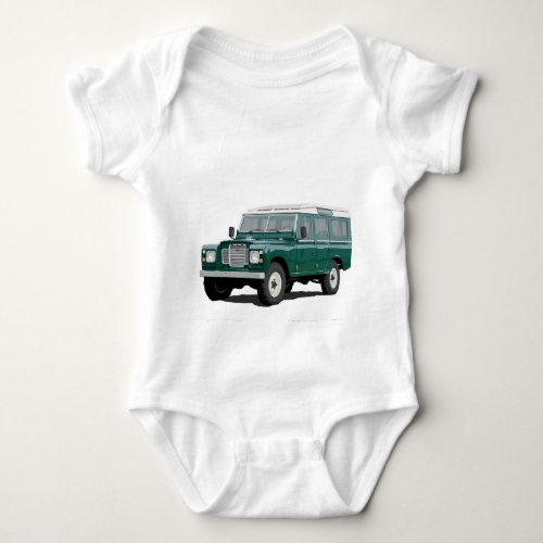 Green Landy Land Rover Classic Vintage Hiking Duck Baby Bodysuit