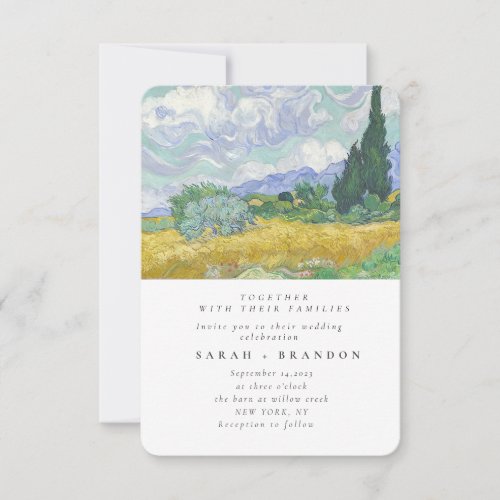 Green Lanscape Old painting wedding invitation
