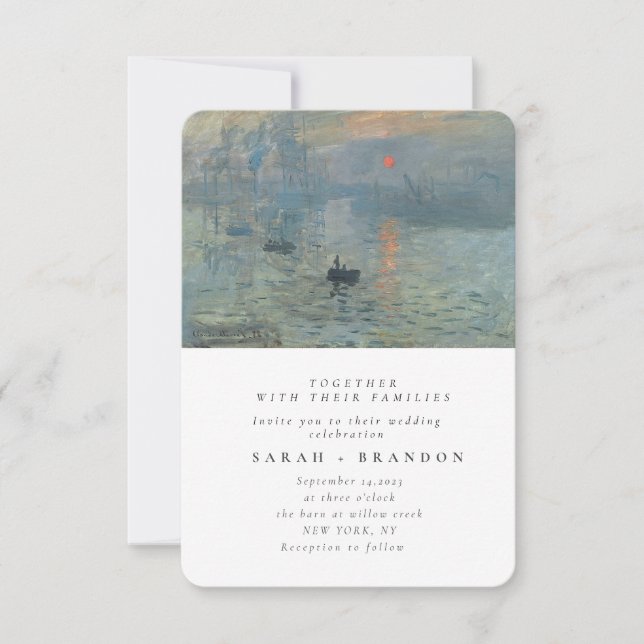 Green Lanscape Old painting wedding invitation (Front)