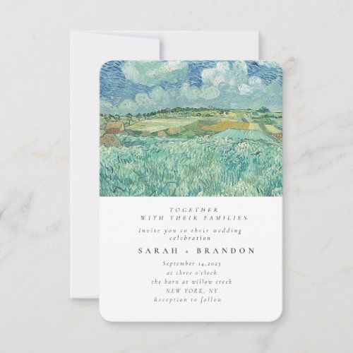 Green Lanscape Old painting wedding invitation