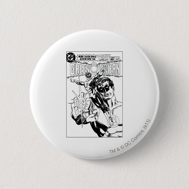 Green Lantern - Action Comic Cover, Black and Whit Button (Front)