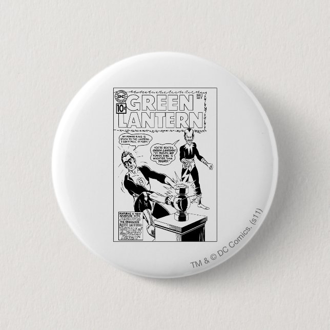 Green Lantern and Sinestro Cover, Black and White Pinback Button (Front)