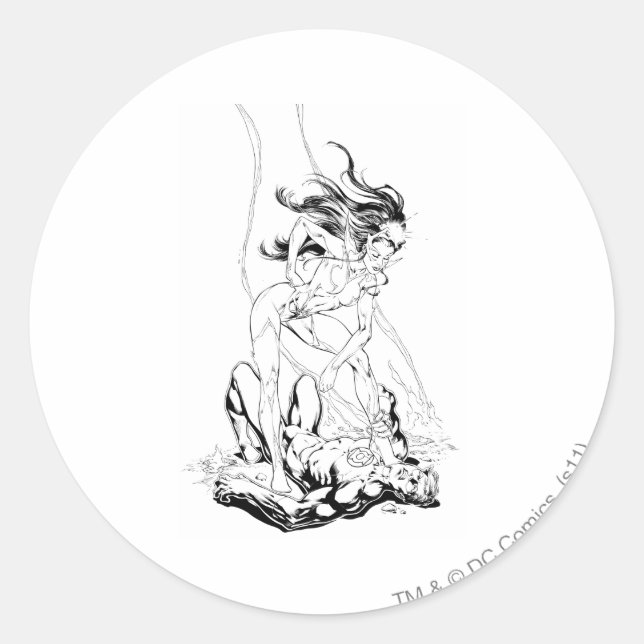 Green Lantern and Star Sapphire Classic Round Sticker (Front)