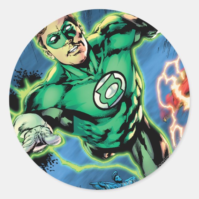 Green Lantern and The Flash Panel Classic Round Sticker (Front)