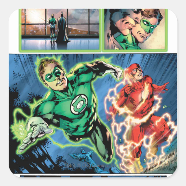 Green Lantern and The Flash Panel Square Sticker | Zazzle