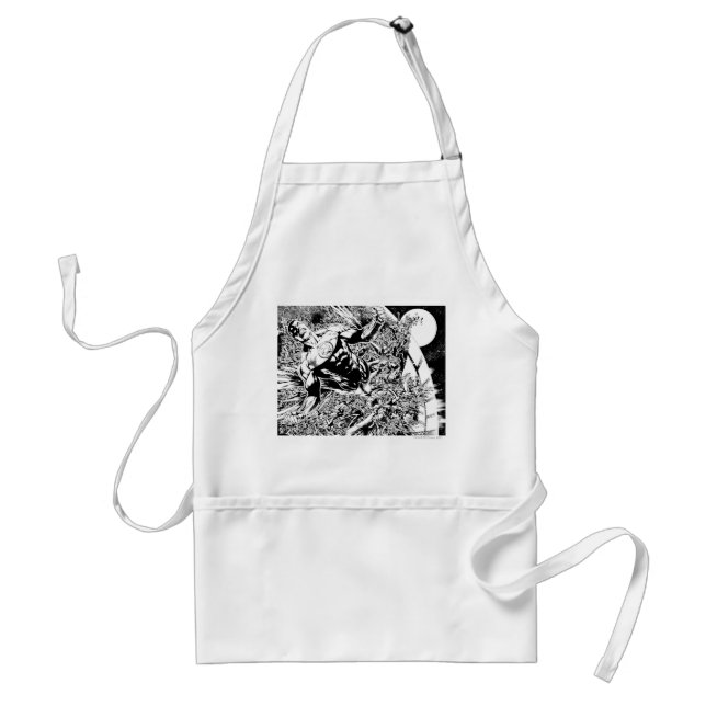 Green Lantern and the Moon - Black and White Adult Apron (Front)