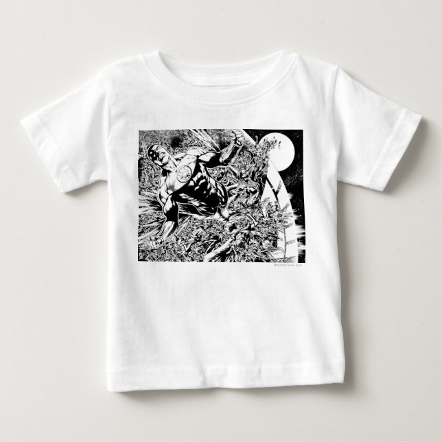 Green Lantern and the Moon - Black and White Baby T-Shirt (Front)