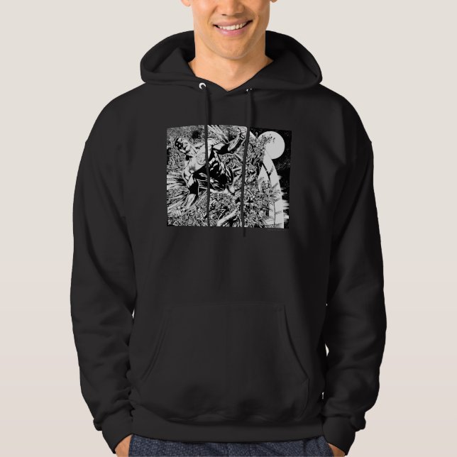 Green Lantern and the Moon - Black and White Hoodie (Front)