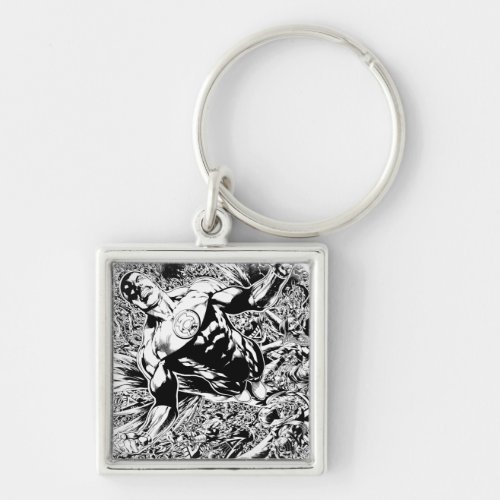 Green Lantern and the Moon _ Black and White Keychain