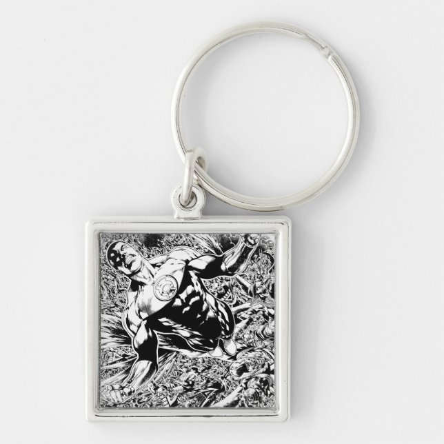 Green Lantern and the Moon - Black and White Keychain (Front)