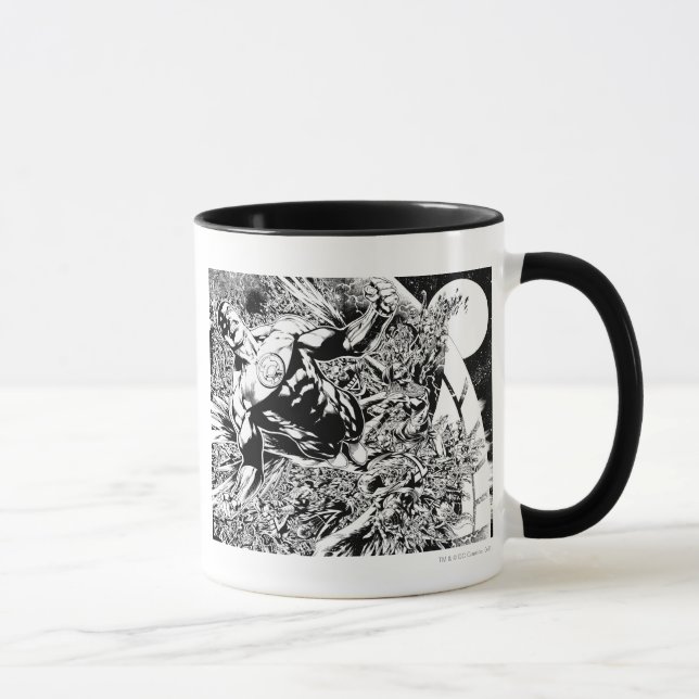 Green Lantern and the Moon - Black and White Mug (Right)
