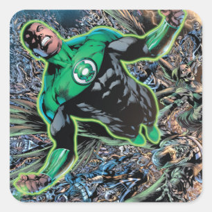 Green Lantern and the Moon Square Sticker