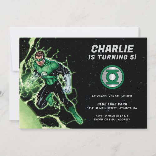 Green Lantern Boys Birthday  Invitation