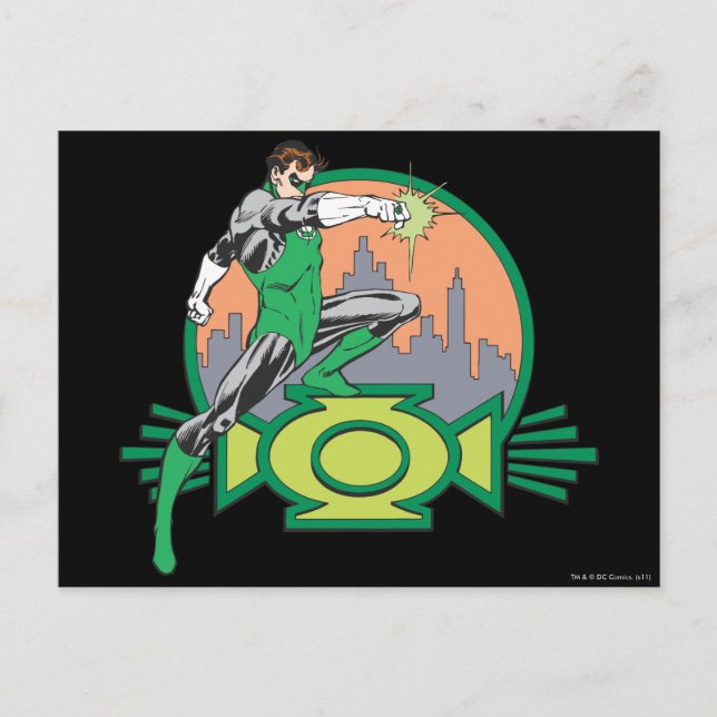 Green Lantern & Cityscape Postcard (Front)