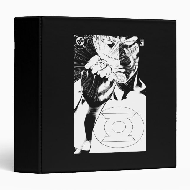 Green Lantern close up cover, Black and White 3 Ring Binder (Front/Spine)