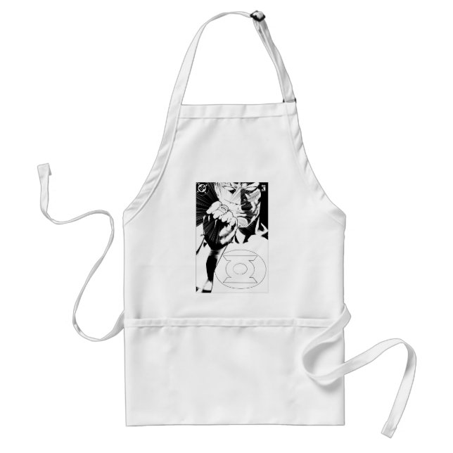 Green Lantern close up cover, Black and White Adult Apron (Front)