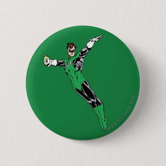 Green Lantern Fly Up Pinback Button (Front)