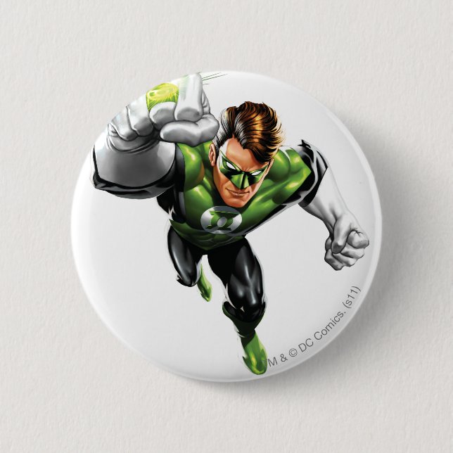 Green Lantern - Fully Rendered,  Arm Raise Pinback Button (Front)