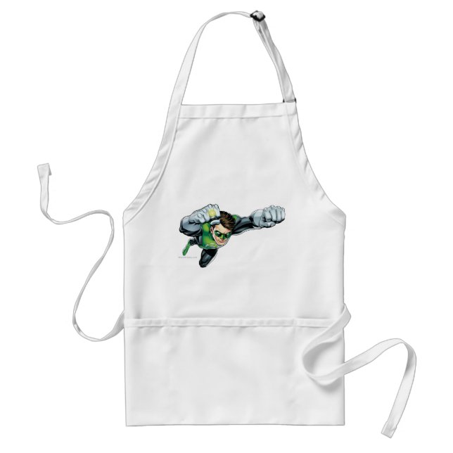 Green Lantern - Fully Rendered,  Flying Right Adult Apron (Front)