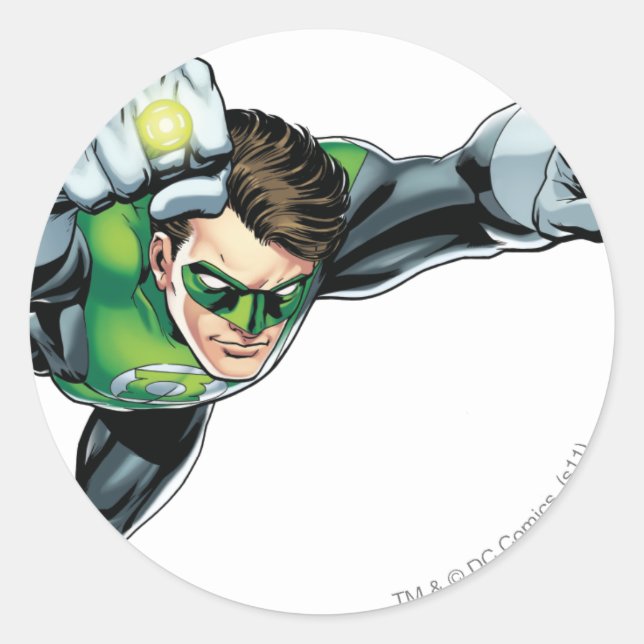 Green Lantern - Fully Rendered,  Flying Right Classic Round Sticker (Front)